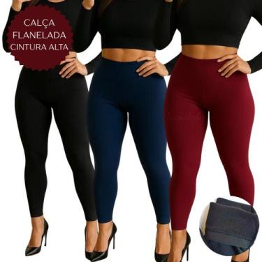 Imagem de Calça Legging Flanelada Feminina Térmica Inverno Cintura Alta - Levign