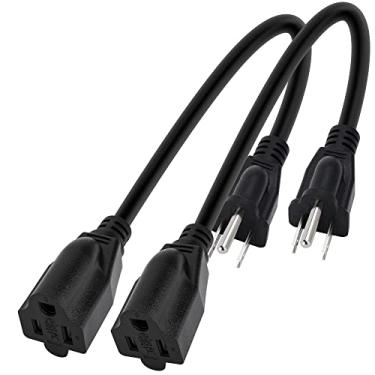 Imagem de Togconn Cabo De Extensão Energia Curto 8" (Pacote Com 2), Adaptador Tomada Aterramento 3 Pinos Macho Para Fêmea, 16 Awg, Sjtw 13 A 1625 W, Preto
