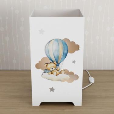 Imagem de Abajur Luminária MDF Quarto Infantil Kit Higiene Urso Balão - Neném na