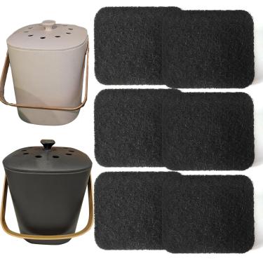 Imagem de PurifyLogix Filtros De Odor Para Composteira Substituição Oval Carvão Ativado Bamboozle, Bancada Interna, Compatível Com Lata Lixo Cozinha (Pacote 6)