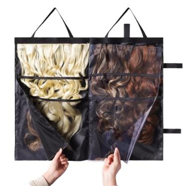 Imagem de JCWPVA Bolsa Para Transporte De Extensões Cabelo Halo - Leve, Fácil Dobrar, Filme Pvc E Forro Fino Que Evita O Frizz Da Peruca, Cabide Portátil Armazenamento Vários Apliques (Preto)