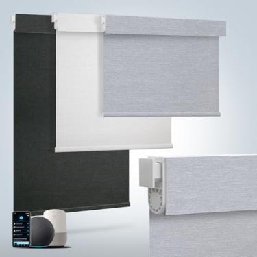 Imagem de Persianas motorizadas para janelas - Persianas de janela de rolo Hapadif com controle remoto, instalação sem perfuração, persianas automáticas sem fio, persianas elétricas blackout, altura ajustável,