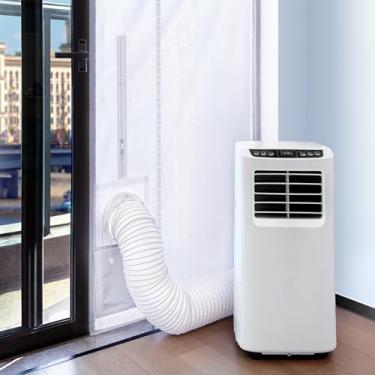Imagem de LOVIGA Kit de ventilação de porta deslizante CA 100% portátil com abertura de zíper para entrada e saída, kit de vedação de ar condicionado de porta deslizante, kit de vedação de ventilação de ar
