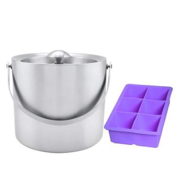 Imagem de Balde de gelo polar mini + forma de gelo quadrada com 6 cubos de silic