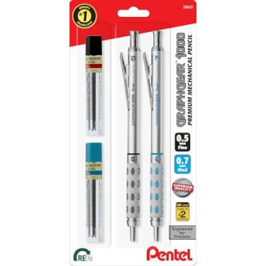 Imagem de Pentel GraphGear 1000 Lapiseira de metal 0,5 e 0,7 mm com grafite de recarga