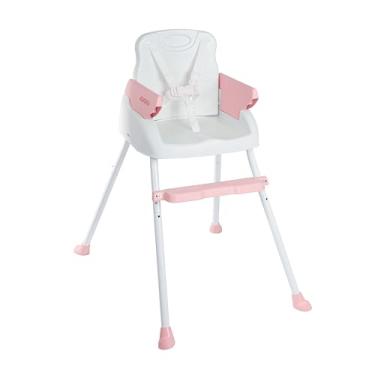 Imagem de Cadeira De Alimentação Bebê Portátil 3 em1 Segura Apoio para Pés Ajustável Cinto 5 Pontos Capa Removível (ROSA)
