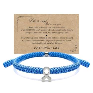 Imagem de LAMIBEE Pulseira para uma causa, pulseira de fita de conscientização, pulseiras ficam bem em breve, pulseira de cordão de surfista de proteção para homens, mulheres estilo amuleto boho, Medium, Não