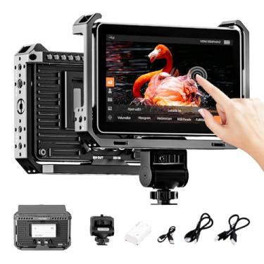 Imagem de VILTROX Kit de monitor de campo de câmera DC-X3 15.2 cm com Rig Cage 2000nits FHD 1920x1080 IPS Touchscreen com 4K HDMI/3G-SDI Loop in/Out, 3D LUTs Video Peaking Focus Assist Waveform, para-sol
