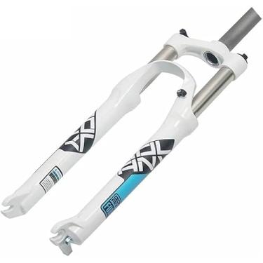 Imagem de L Mtb Garfo De Suspensão De Mola 26/27,5/29 Polegadas Viagem 80mm Xc Am Garfos Dianteiros De Mountain Bike Ultraleve 1 1/8 Tubo Reto Qr 9mm Bloqueio Manual Acessórios Para, White Blue, 26"