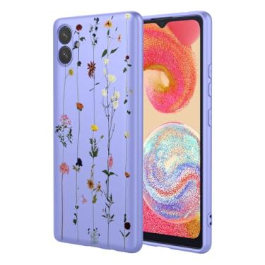 Imagem de KOARWVC Capa de telefone para Galaxy A04e, SM-A042F Samsung A04e, design bonito com estampa de flor, fina, protetora, macia, amortecedora, TPU para Samsung Galaxy A04e roxo jardim