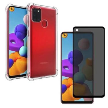 Imagem de Capa Capinha Anti Impacto + Película Privacidade 3D Para Galaxy A21s Tela De 6,5 Polegadas - (Bluepink)