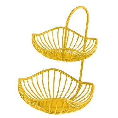 Imagem de Fenteer Tigela de frutas de 2 camadas, cesta de pão, suporte minimalista para cebola e alho, suporte para frutas para decoração de fazenda, decoração de, 20x30cm