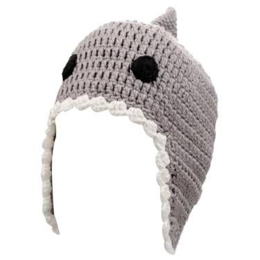 Imagem de Gorro unissex de inverno de crochê com aba de orelha, Cinza, M