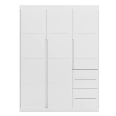 Imagem de Guarda Roupa Infantil Perola 4 Portas MDF Alto Brilho Branco Pheonix B
