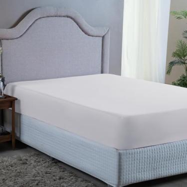 Imagem de Lençol Cama Box Casal 400 Fios Avulso com Elástico Super Macio Acetinado (BRANCO)