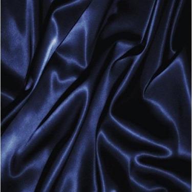 Imagem de Conjunto de lençóis de cetim 100% seda pura Bedify, 4 peças, lençol de seda com elástico de 38 cm de profundidade, lençol plano de seda e conjunto de fronhas!! !, Azul marinho, Twin