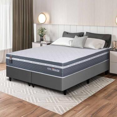 Imagem de Conjunto Box Cinza Cairo Cinza Molas Ensacadas Queen 158x198x64 - King House