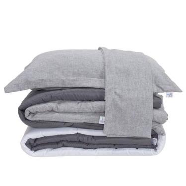 Imagem de Kit Edredom King Colorful Dupla Face Linho e Hipercal 400 Fios 7 Peças