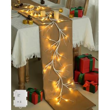 Imagem de JMEXSUSS Guirlanda de Bétula Iluminada de 1,8 m com 48 LEDs, Operada por Bateria, Luzes Brancas Quentes para Decoração de Natal, Dia dos Namorados ou Outras Ocasões Especiais