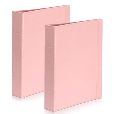 Imagem de Fichário de couro com 3 anéis, organizador profissional de 2,5 cm, organizador de fichário, tamanho carta, para guardar 200 folhas com 2 bolsos internos para trabalho escolar (rosa)