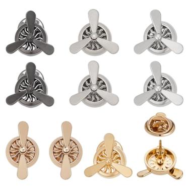 Imagem de FINGERINSPIRE 10 broches de hélice de avião - 5 estilos de alfinetes de lapela de liga de zinco, emblemas de piloto vintage de cores mistas para jaquetas, chapéus, bolsas - Perfeito para entusiastas
