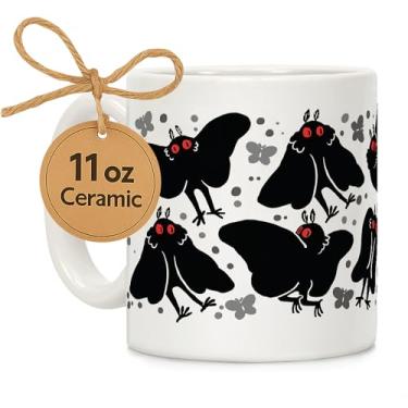 Imagem de LookHUMAN Caneca de café de cerâmica branca com estampa de mariposa fofa de 325 ml