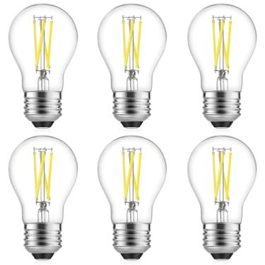 Imagem de Gozelux Lâmpadas LED A15, lâmpadas Edison vintage, reguláveis, vidro transparente, base média E26, 6W (equivalente a 60W), luz do dia 5000K, 700LM, para ventiladores de teto, arandelas de parede