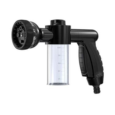 Imagem de Dickno Bico Para Lavagem De Carros, Mangueira Jardim Alta Pressão Com 8 Padrões Irrigação, Pulverizador Espuma, Dispensador Sabão Lavagem, Planta (Preto)