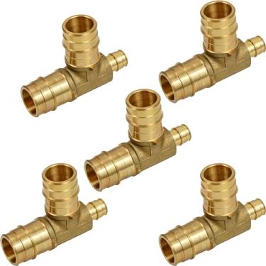 Imagem de 2.5 cm x 1/5.1 cm x 2.5 cm Pex-A redutor Tee Brass Expansion Fittings F1960 Tee de expansão sem chumbo latão, para uso em conexão Pex-A-Tubing (pacote com 5)