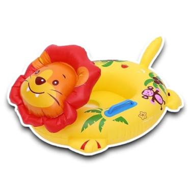 Imagem de Boia Dinossauro Infantil +8 Meses Bote Com Alça e Fralda Infantil para Piscina Rosa Azul Verde (Rosa)