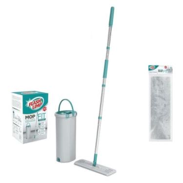 Imagem de Kit Mop Lava e Seca FIT Flat Esfregão MOP6088 com Refil de Microfibra RMOP6088