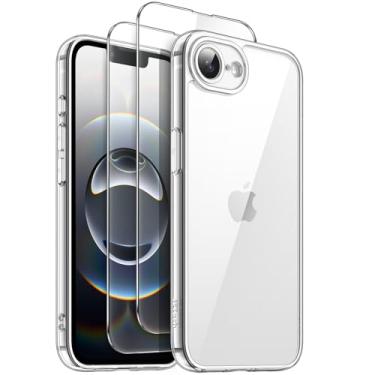 Imagem de JETech 3 em 1 Capa para iPhone 16e 6,1 Polegadas 2025 com Protetores de Tela de Vidro Temperado de 2 Unidades, Case de Telefone à Prova de Choque e Capinha de Antiamarelecimento (Claro)