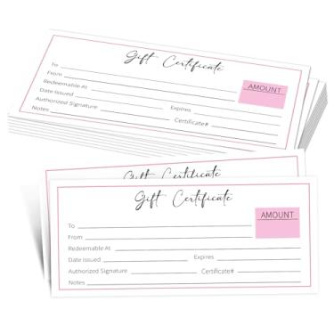 Imagem de 25 vales de presente rosa para empresas, vale de presente em branco para salão, spa, restaurantes, casamento, aniversário, Natal, vouchers personalizados para clientes, 9 x 20 cm - 28 cm