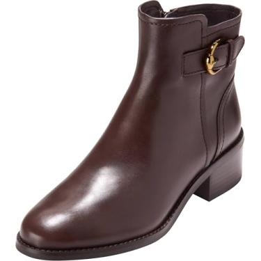 Imagem de Cole Haan Bota feminina Hanover com fivela no tornozelo, Couro marrom madeira, 34
