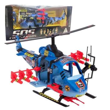 Imagem de Helicoptero Sos Comandos Terror com 1 Boneco Gulliver Brinquedos, Azul
