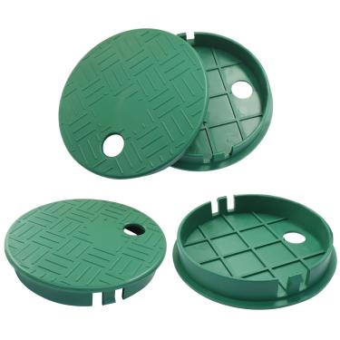 Imagem de Zorveiio Pacote com 4 tampas de caixa de válvula de irrigação - ID 14 cm OD 15 cm de substituição redonda para sistemas de gramado, jardim e irrigação | Compatível com tampas de válvula de irrigação