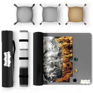 Imagem de PUZZSCAPE Tapete De Quebra-Cabeça Enrolável, 47" X 26", 3 Bandejas Classificação, Alças Fixação, Tubo Espuma E Bolsa Armazenamento Para Viagem, Borracha Antiderrapante - Até 1500 Peças