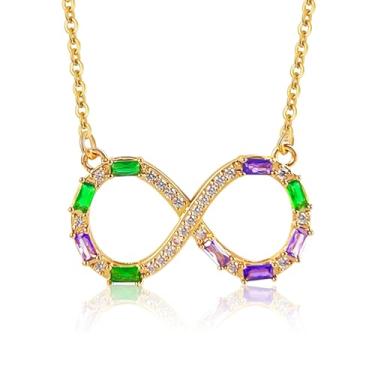 Imagem de ECOOLOC Colar de zircônia cúbica banhado a ouro 14K para mulheres e meninas – Pingente de zircônia cúbica colorida delicada, joias para presente e todos os dias – Pedra verde