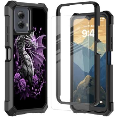 Imagem de RYUITHDJP Capa para celular Motorola Moto G Stylus 5G 2024 com protetor de tela de vidro temperado, capa de proteção de cantos à prova de choque de camada dupla para Motorola Moto G Stylus 5G 2024
