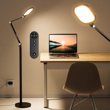 Imagem de LitONES Anel de luz com suporte, iluminação de zoom regulável de 15 W para computador, escritório em casa, leitura, chamadas de vídeo, luminária de chão de 166 polegadas com braço oscilante flexível