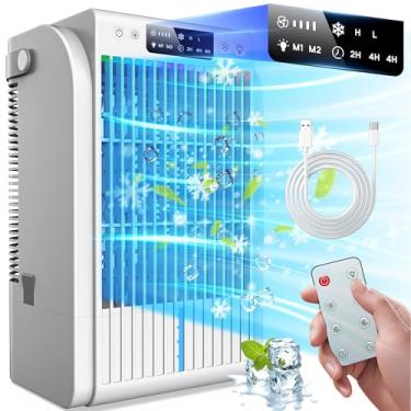 Imagem de Ventilador de ar condicionado portátil AI, mini condicionadores de ar evaporativos JYew para ambientes, 3 velocidades CA portátil para sala com 1500 ml, refrigerador de ar portátil com umidificador 4