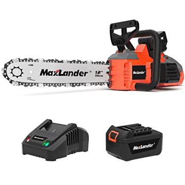 Imagem de Motosserra elétrica MAXLANDER 20 V com bateria e carregador de 12 polegadas sem fio com bateria de 1 x 4,0 Ah, motosserra elétrica MAXLANDER 20 V com tensão automática e lubrificação automática