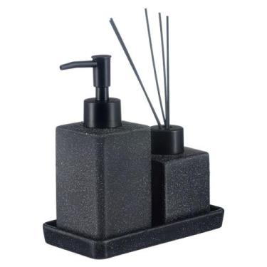 Imagem de Kit Lavabo Banheiro Dispenser Líquido Difusor Aromatizador Bandeja 908