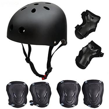 Imagem de Besmall Capacete adulto para skate/patins. Conjunto de equipamentos de proteção para capacete de bicicleta, patinação, ciclismo, esportes, equipamentos de proteção para jovens, homens, joelheiras