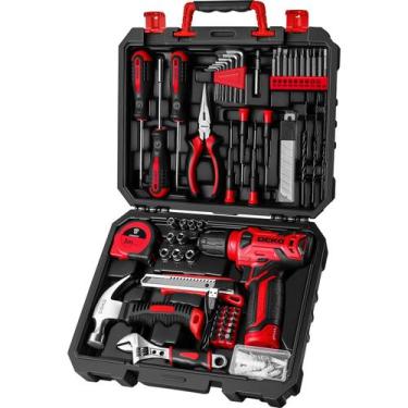 Imagem de Conjunto de ferramentas: furadeira sem fio vermelha DEKOPRO Drill 8V, 