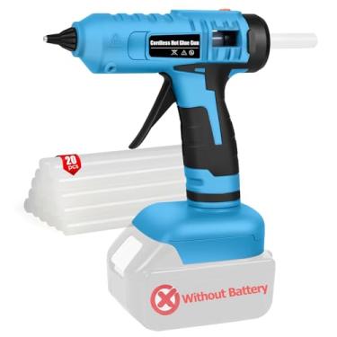 Imagem de Pistola de cola quente sem fio de 100 W compatível com bateria Makita de 18 V, pistola de cola elétrica de alta temperatura com 20 peças de bastões de cola de 11 x 150 mm para artesanato, decoração