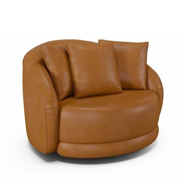 Imagem de Poltrona Decorativa Giratória Para Sala 122cm Kaly M22 Sintético Caramelo - Mpozenato