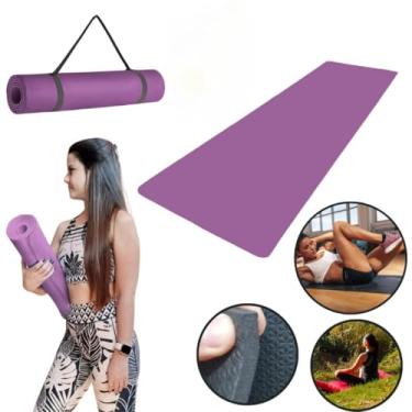 Imagem de Tapete Yoga MatConfortável Grosso Colchonete Tatame Exercício em Casa(Lilás,Com Alça)