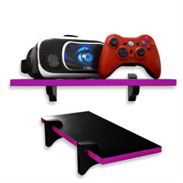 Imagem de Prateleira 55cm MDF Preto Decorativa Gamer Multiuso Livros Jogos - Qua