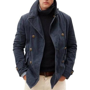 Imagem de Jaqueta Masculina Simples De Cor Sólida Trespassado Solta Confortável Casual Versátil Estilo Europeu E Americano Manga Comprida, black, 3XL